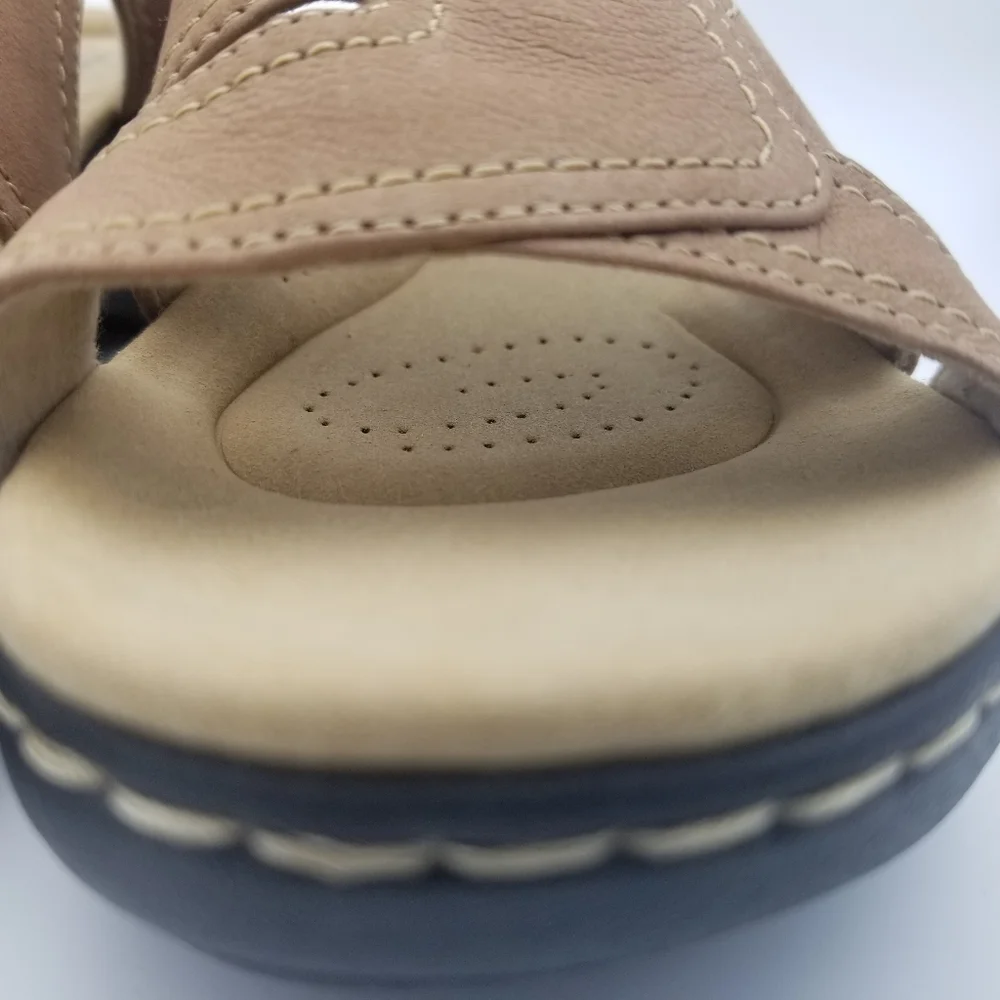 Clarks Brown Nubuck Slingback Wedge Sandal - Picture 4 of 14